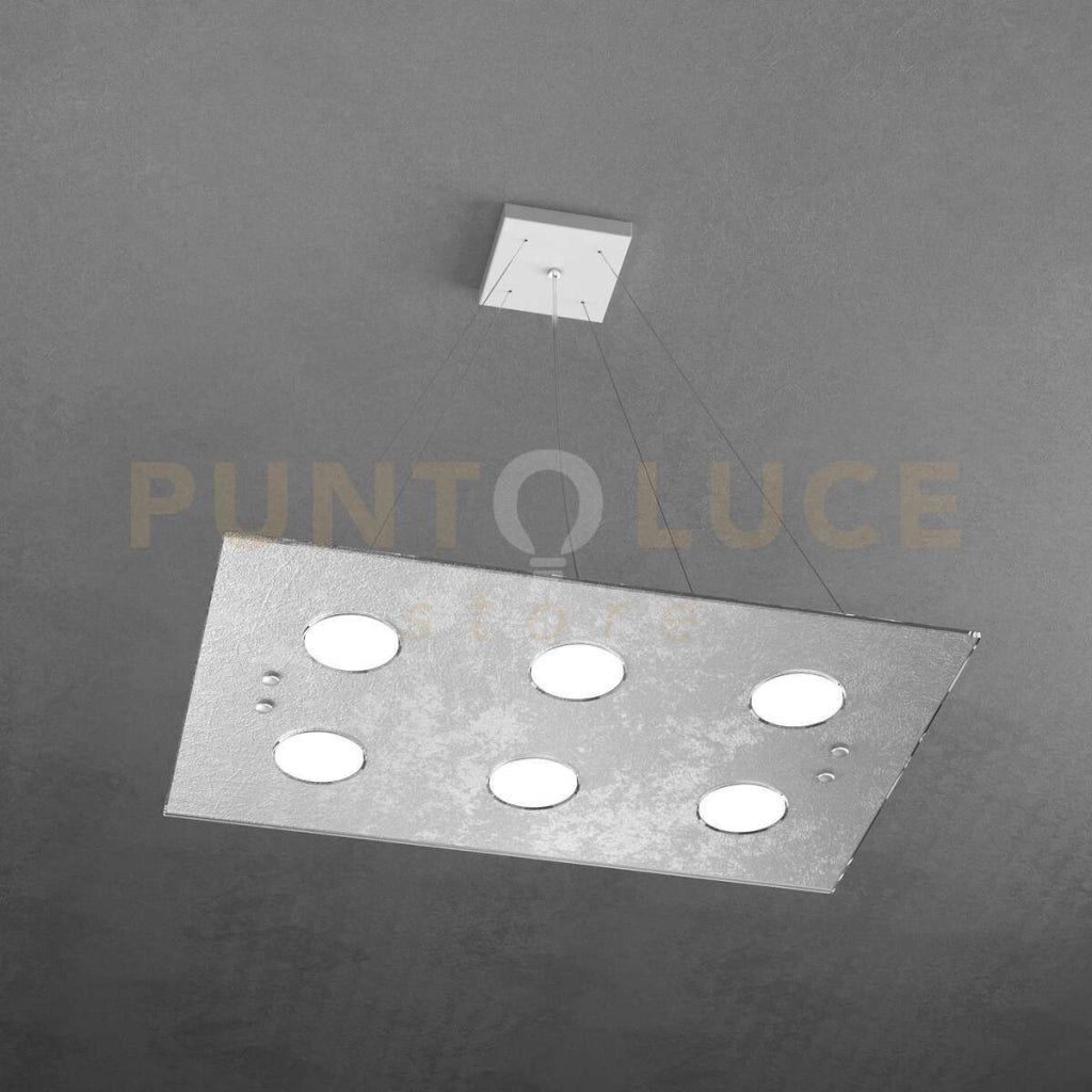 PATH SOSPENSIONE 6 LUCI ATTACCO GX53 FOGLIA ARGENTO