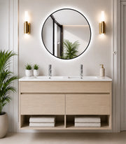 Mobile bagno sospeso con lavabo extrapiano ORIGENBATH NEBARI senza specchio 120x45 cm doppio lavabo estepa