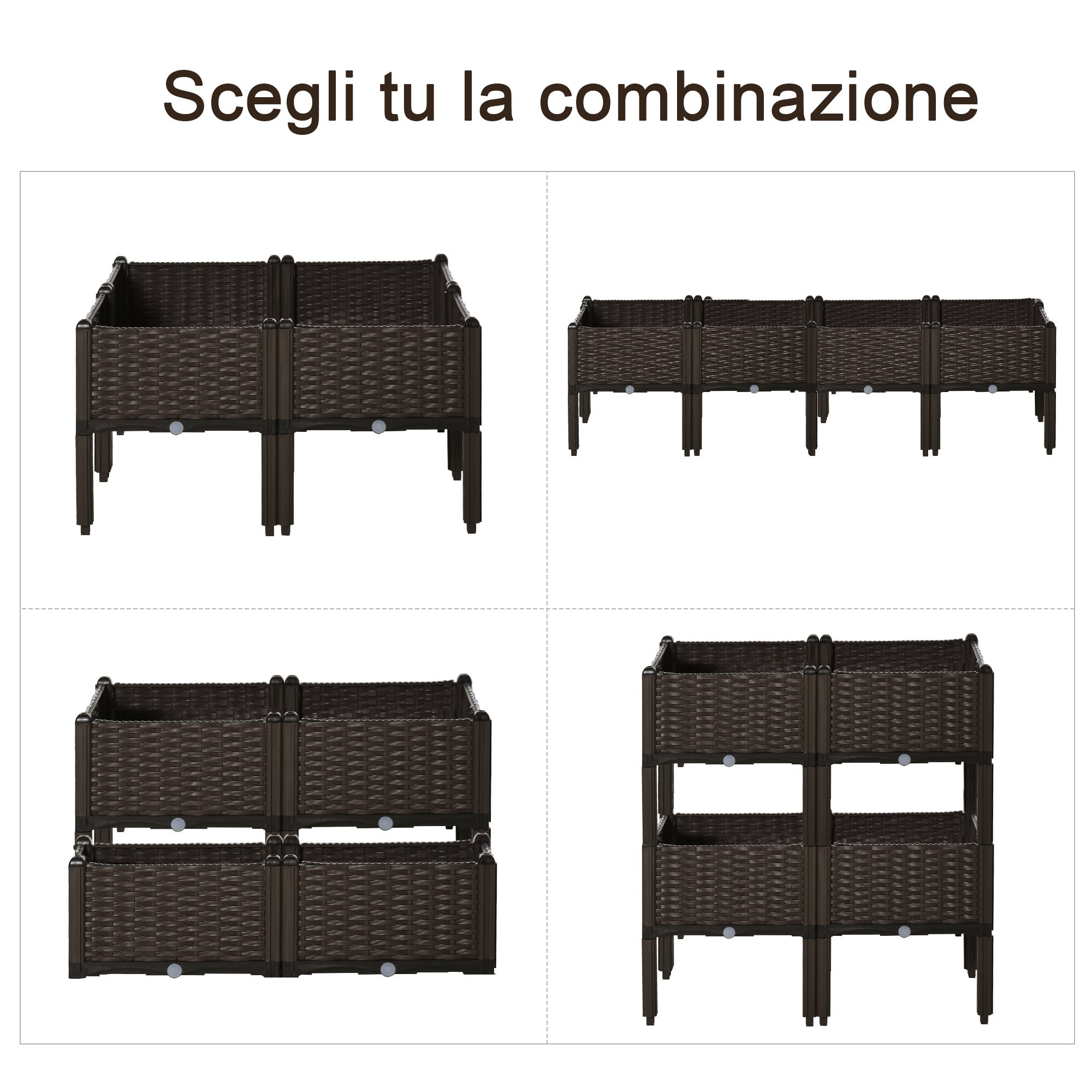 Fioriera da Giardino 40x40x44 cm in Polipropilene Marrone