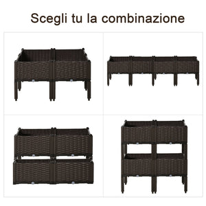 Fioriera da Giardino 40x40x44 cm in Polipropilene Marrone