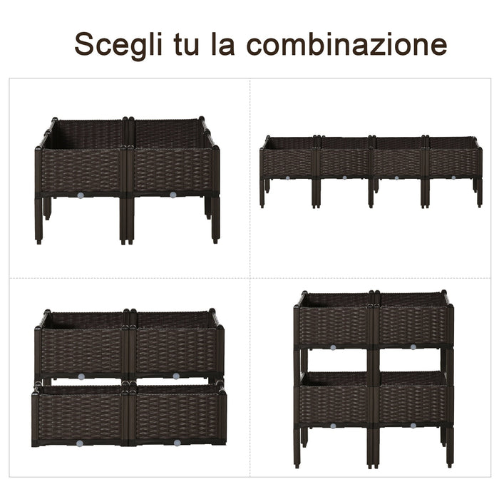 Fioriera da Giardino 40x40x44 cm in Polipropilene Marrone