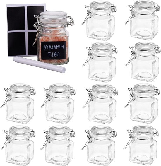 Vasi aerei per erbe - Piccoli vasi con chiusura a vite - 24 etichette - Pennelli a gesso - Vaschette robuste e funzionali con coperchio