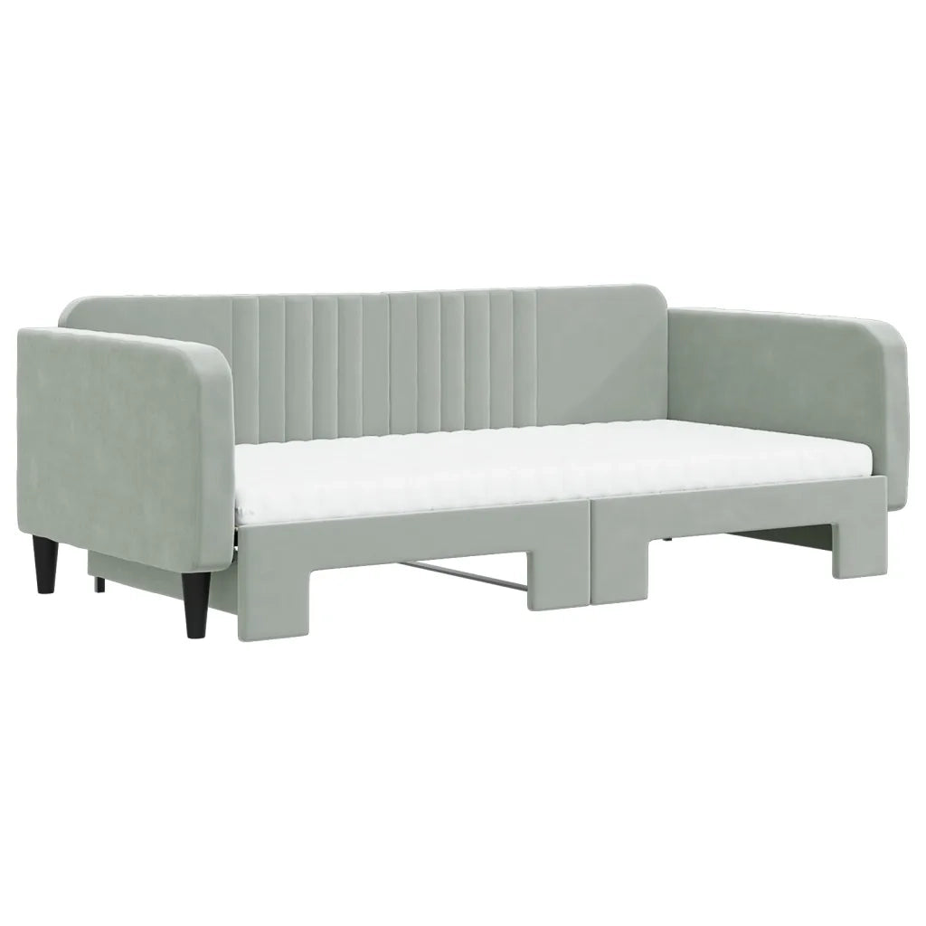 Divano Letto Estraibile Materassi Grigio Chiaro 100x200 Velluto 3197094