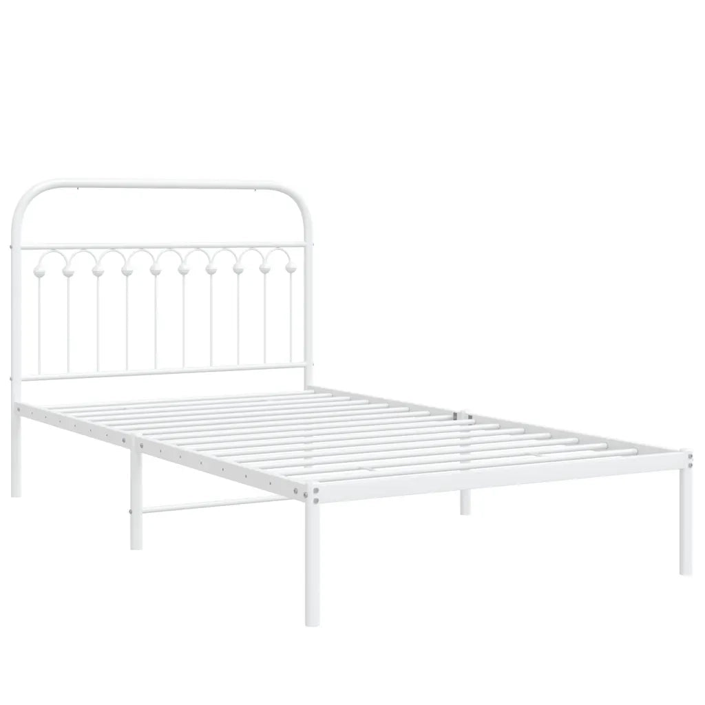 Letto singolo | Letto per adulti | Giroletto con Testiera Metallo Bianco 107x203 cm