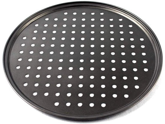 Piatto per Pizza in Acciaio di Carbonio - 32CM - Piatto per Pizza Geperforato