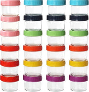 Contenitori di Riciclo per Bambini con Coperchio in Vetro (24 pezzi) - 100 ml - Contenitore Riciclabile - Sicuro per Lavastoviglie, Congelatore e Microonde - Aria Tappata e Libero da BPA