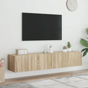 Mobili TV a Parete con Luci LED 2pz Rovere Sonoma 80x35x31 cm 837286