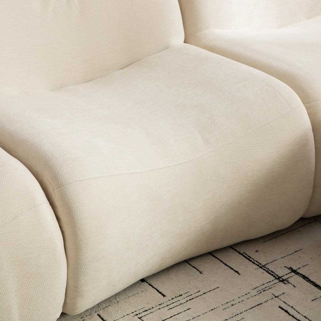 Divano compressato in ciniglia beige senza montaggio; con comfort effetto materasso