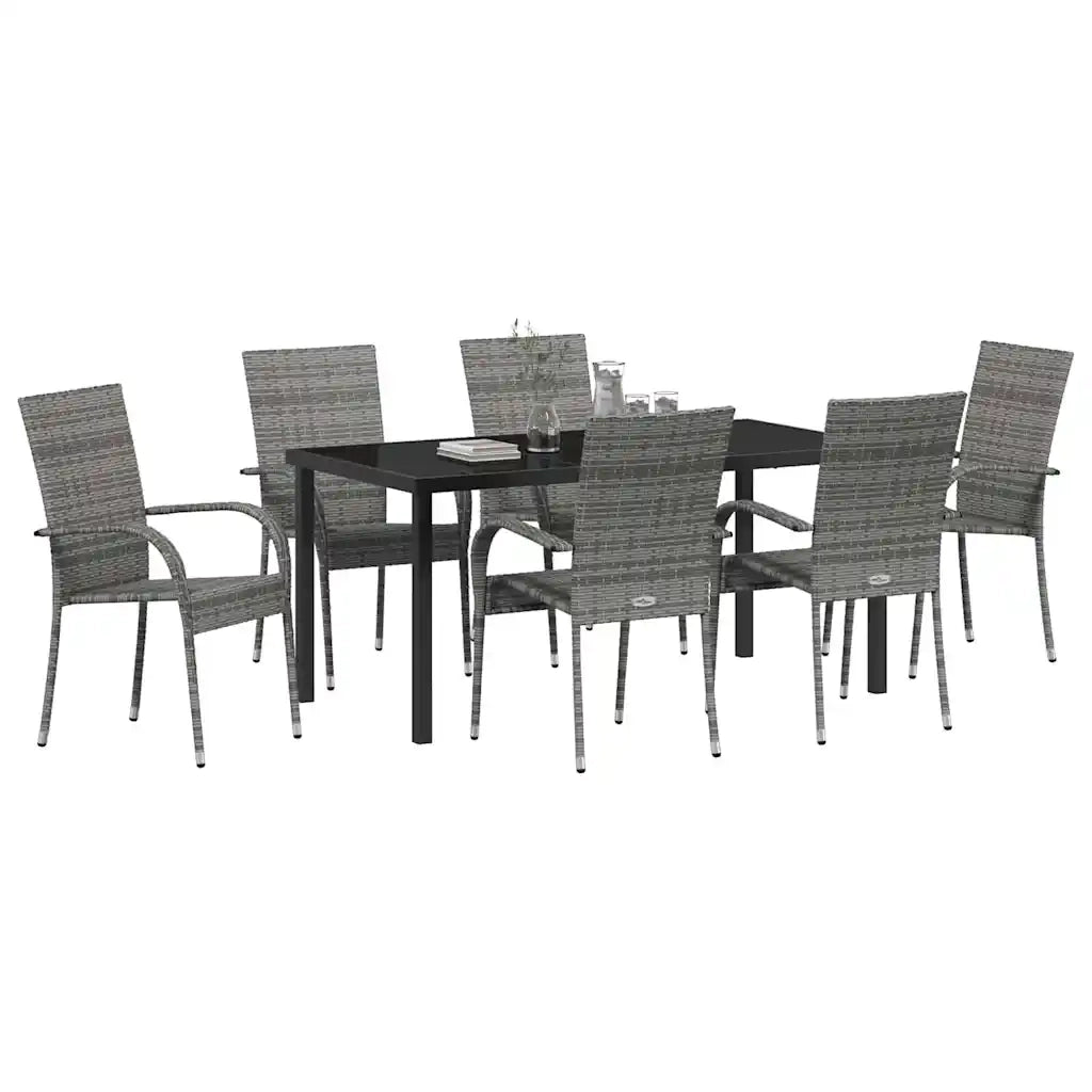 Set da Pranzo per Giardino 7 pcs Grigio