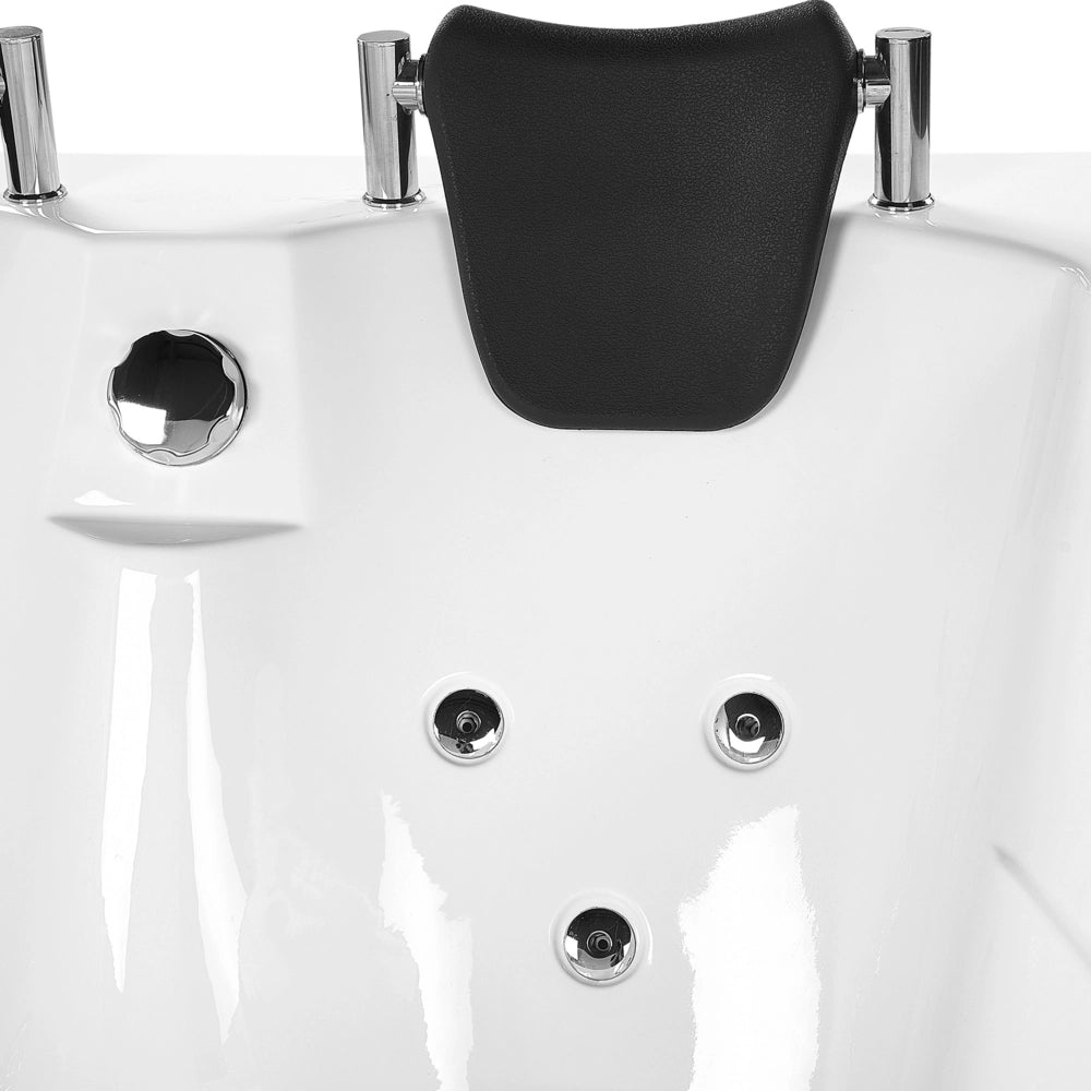Vasca Idromassaggio Angolare versione destra in Acrilico Bianco con Luci LED Idromassaggio e 2 Poggiatesta