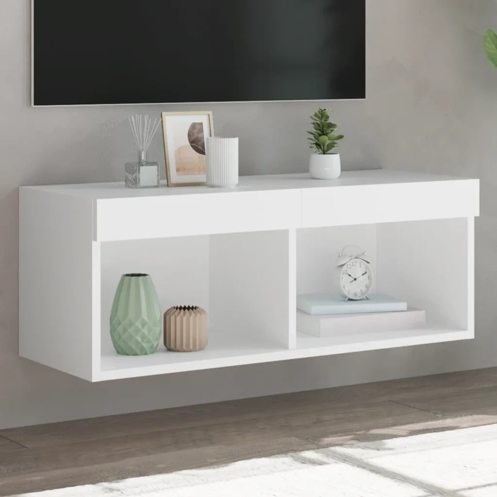 Mobile Porta TV con Luci LED-Mobile per TV-Credenza TV Bianco 80x30x30 cm