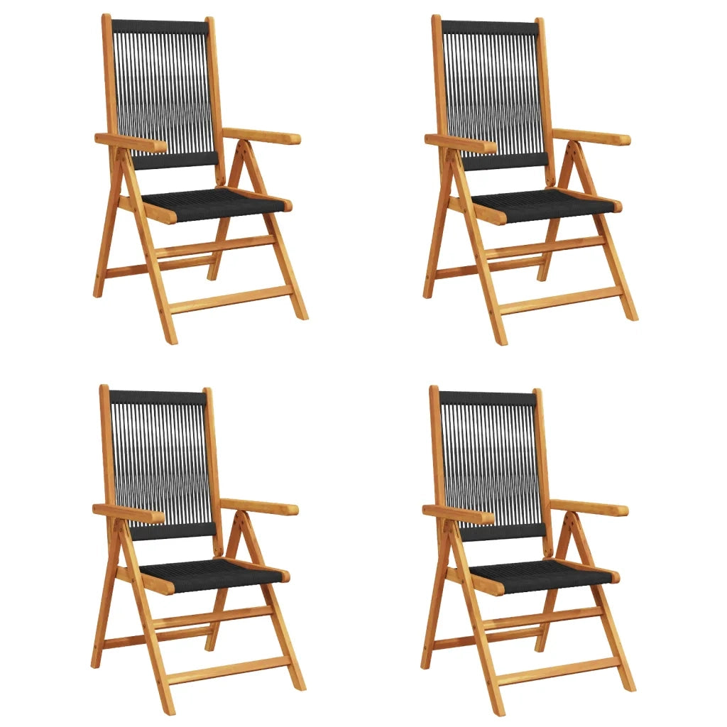 Sedie da Giardino Reclinabili 4pz Nere Legno Massello di Acacia 3214529