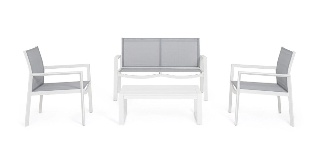 Set Tavolo e 3 Sedie da Giardino in Alluminio Kallen Bianco