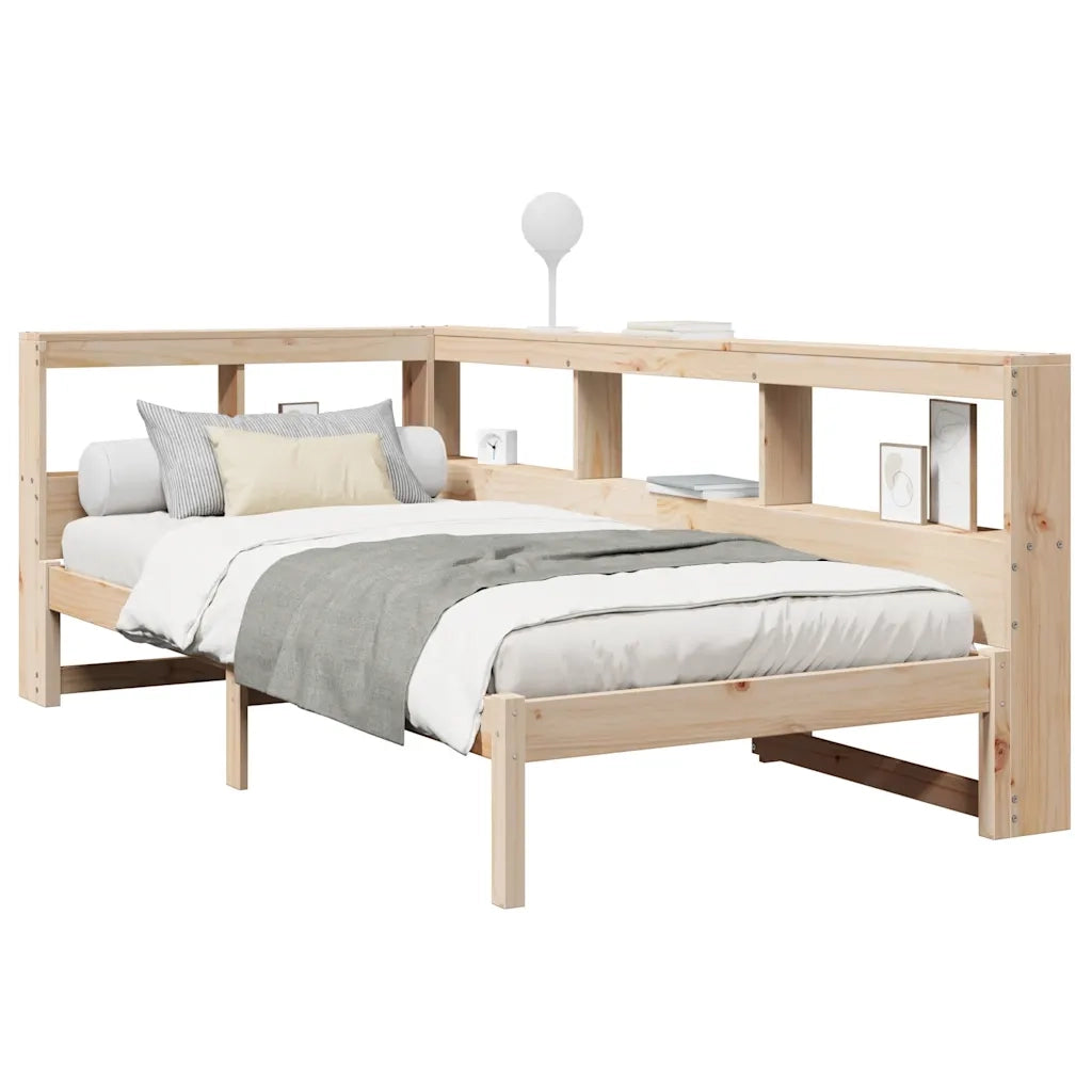 Letto Libreria senza Materasso-Struttura Letto con contenitore 90x190 cm Legno Massello Pino 236554