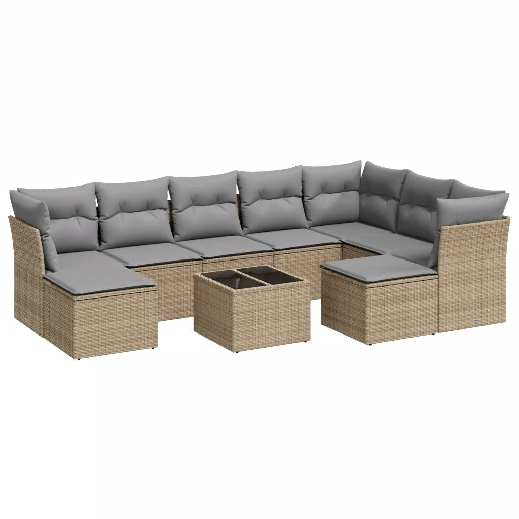 Set Divano da Giardino 10 pz con Cuscini Beige in Polyrattancod mxl 89323