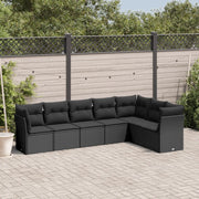 Set Divani da Giardino con Cuscini 7pz Nero Polyrattan 3217735