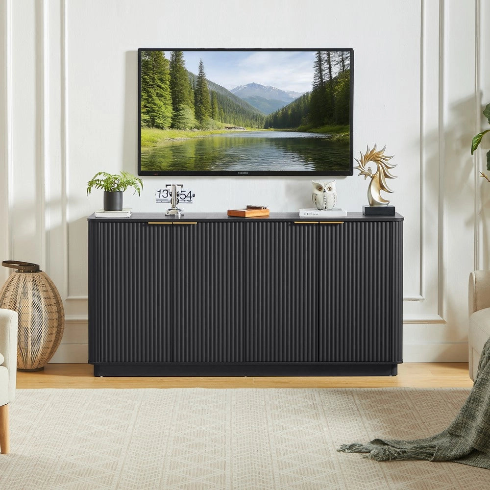 Mobile TV con Credenza ¨C MINIMAL ¨C Nero, Legno, 160x80x40
