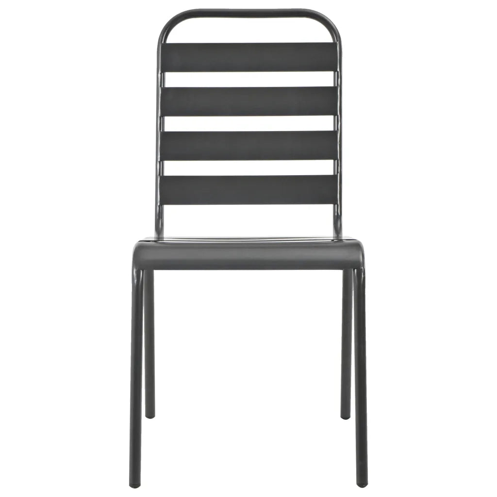 Set Sedie Giardino Impilabili 7pz Antracite Acciaio Verniciato