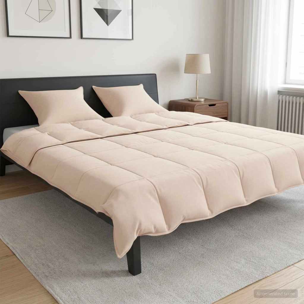 Set di Piumoni 2 pz 240 x 220 cm Tutte le stagioni Beige 3431925