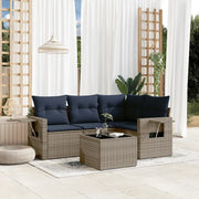Set Divani da Giardino 5 pz con Cuscini Grigio in Polyrattan 3220120