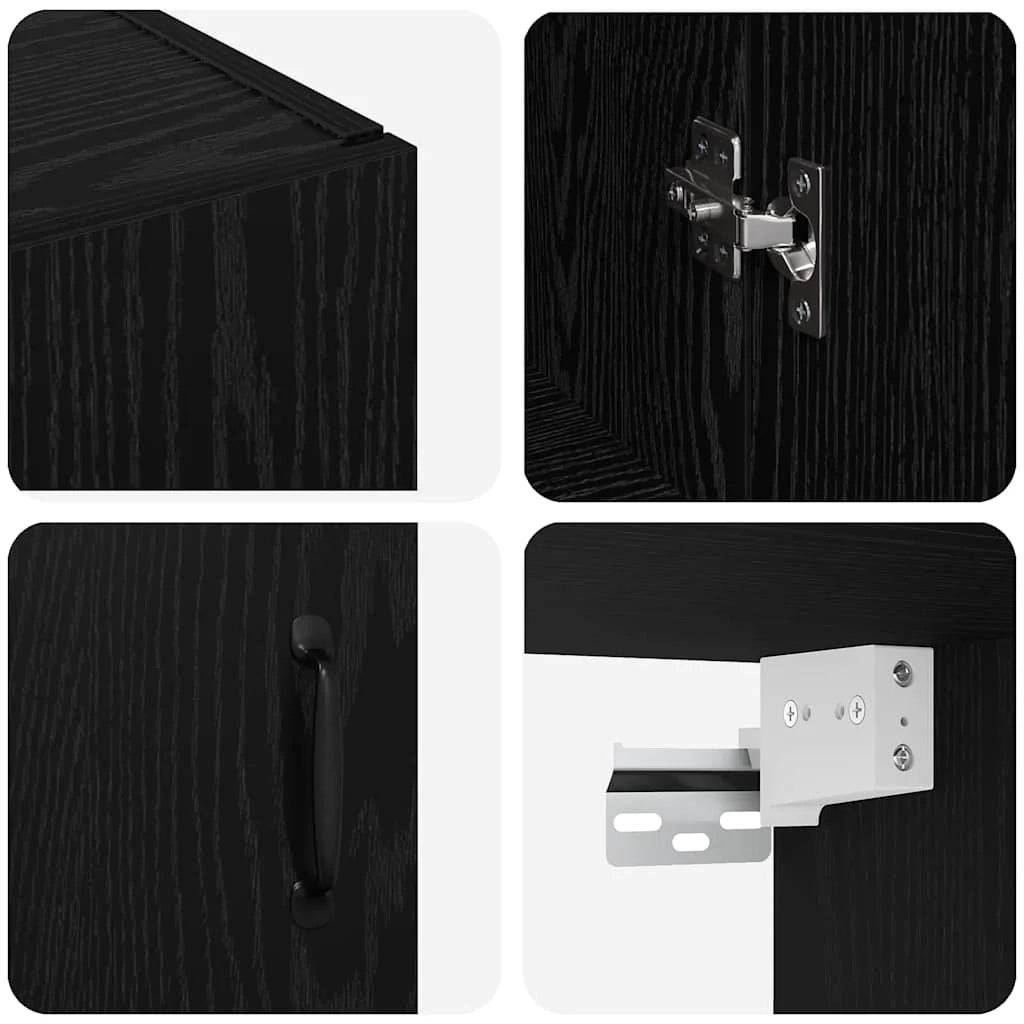 Set di 2 mobili da parete moderni con 4 ante a battente 69,5 x 34 x 90 cm in legno ingegnerizzato rovere nero 02_0056057