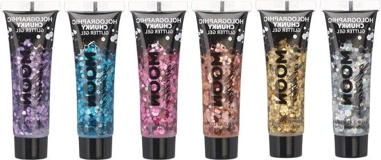 Gel Scintillante per Viso e Corpo - Holografico - Set da 6 - Vernice Scintillante per Viso - 12 ml