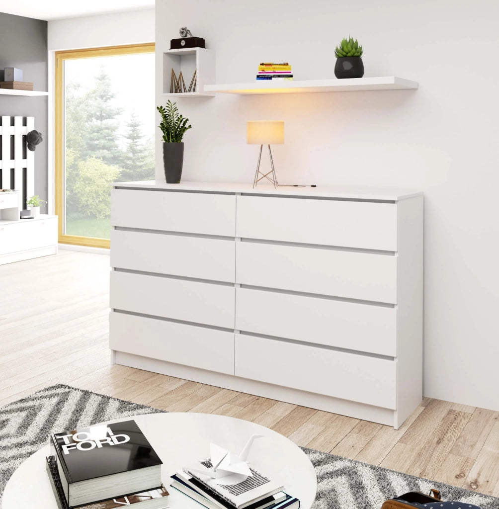 Cassettiera AKORD K160 Bianca 160 cm 8 cassetti 160x40x99 cm