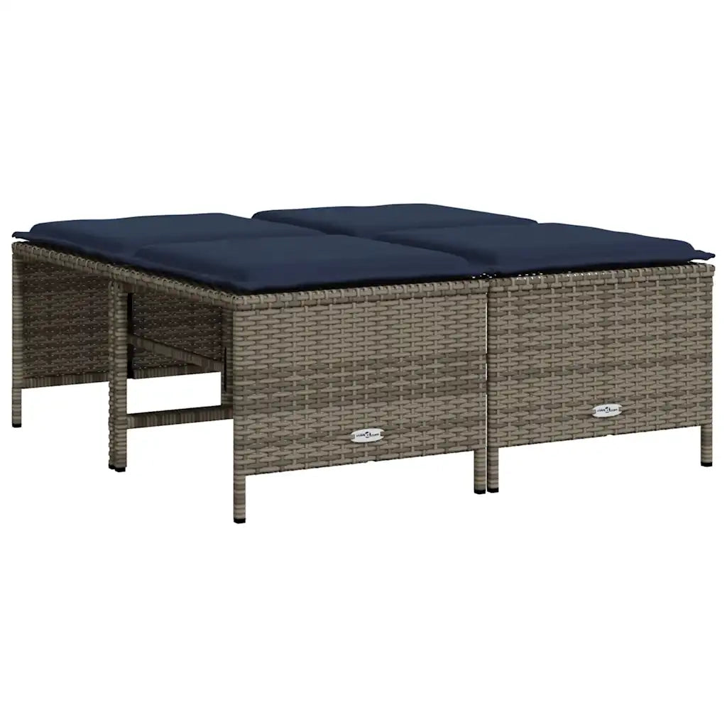 Sgabelli da giardino con Cuscini 4 pz in Polyrattan Grigio 368369