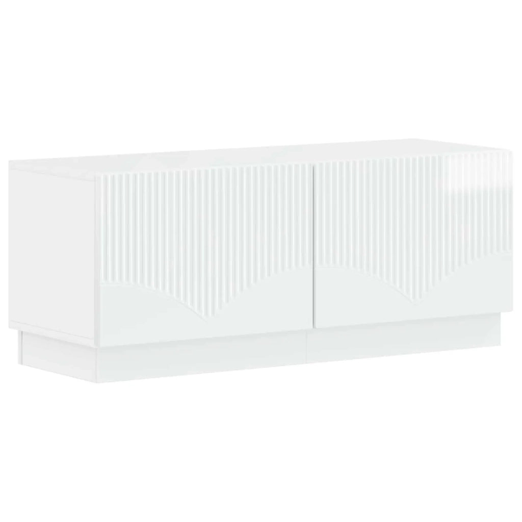 Mobile TV LED a 5 pezzi Bianco Lucido Legno ingegnerizzato 3416844