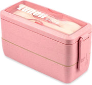 Bento Box per adulti, 3 strati, contenitore per pane a strati sovrapposti con contenitori, 1000 ml, giapponese, impermeabile, contenitore per bento, resistente al microonde, rosa