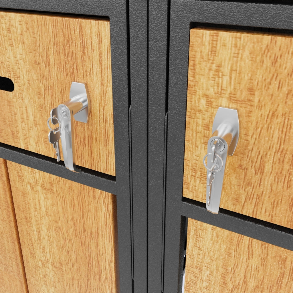 Contenitore per raccolta differenziata da esterno a due scomparti in acciaio con coperchio fioriera grigio effetto legno