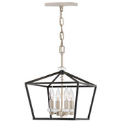 Lampadario Industrial Nordico Stinson Acciaio Nero E Nichel Lucido 4 Luci E14