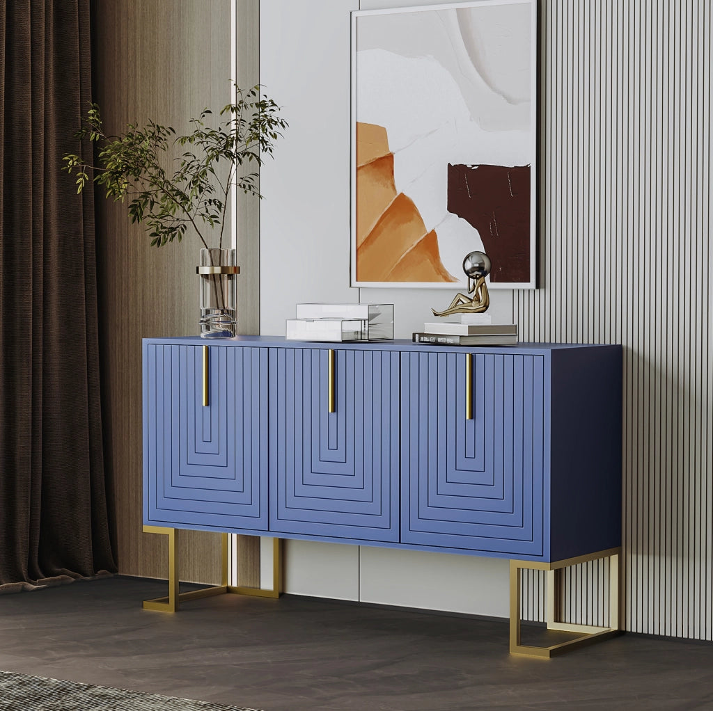 Credenza a 3 ante con ripiani regolabili; MDF blu navy