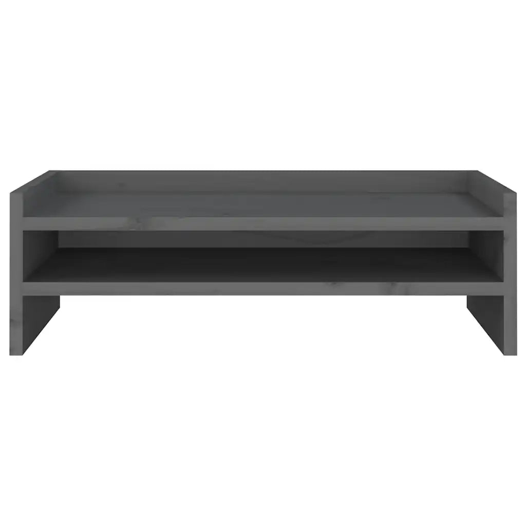 Supporto per Monitor Grigio 50x24x16 cm Legno Massello di Pino 813986