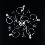 Plafoniera in ferro cromato lucido con strass in cristallo 5 luci 54xh. 21 cm