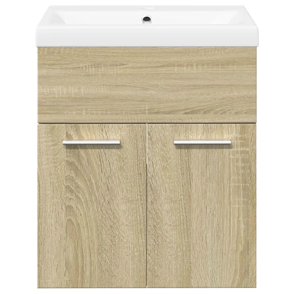 Set Mobili da Bagno | Armadio da bagno 2 pz Rovere Sonoma in Legno Multistrato