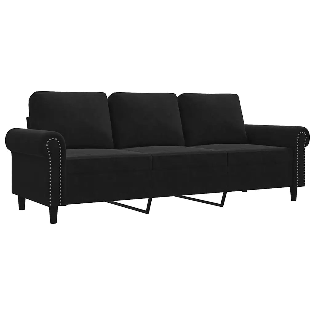 Divano a 3 Posti Nero 180 cm in Velluto 359544