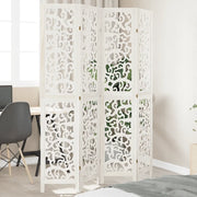 Divisorio Ambienti | Divider per stanze | Paravento 4Pannelli Bianco Legno Massello di Paulownia