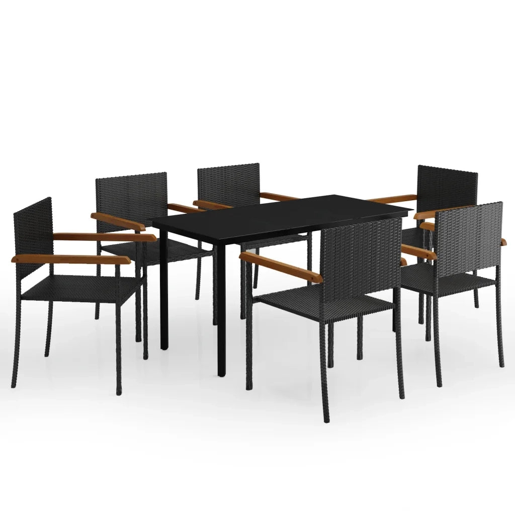 Set Mobili da Pranzo per Giardino 7 pz Nero cod mxl 35380