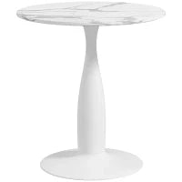 Tavolo da pranzo rotondo in acciaio verniciato a polvere, in MDF con melamina, con piedini antiscivolo, 70 x 74 cm, Bianco