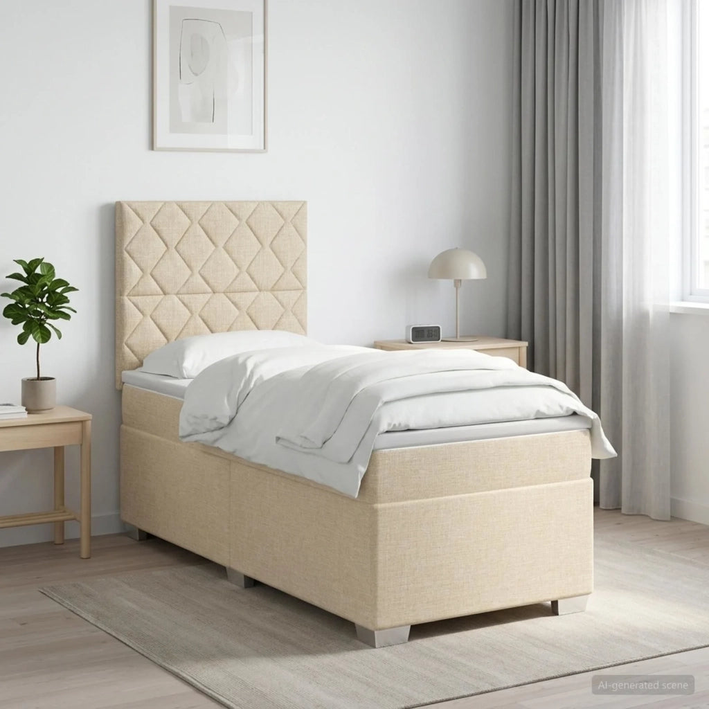 Letto box spring con materasso Crema 80 x 200 cm Tessuto 3453288