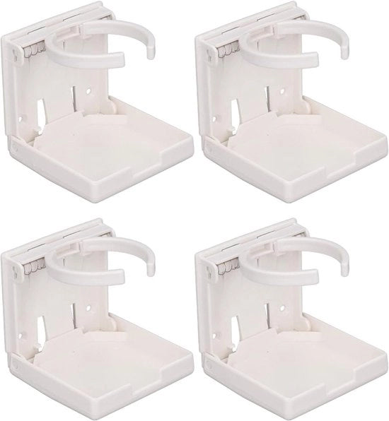Porta tazze regolabili 60-100 mm in ABS 4 pezzi pieghevoli per auto, camion, navi (bianco)