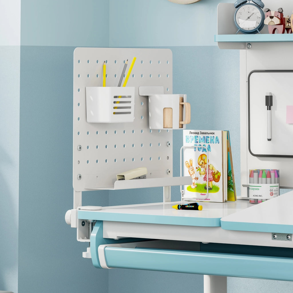 Organizzatore da Scrivania Sauda con Pegboard Pannello Forato 50 x 50 cm - Bianco [en.casa]