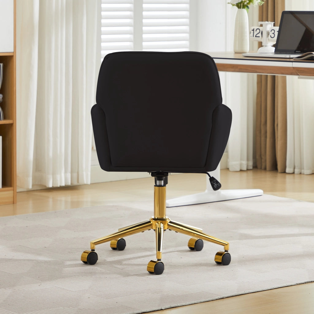 Sedia da ufficio girevole con altezza regolabile, schienale ergonomico e seduta imbottita in velluto nero