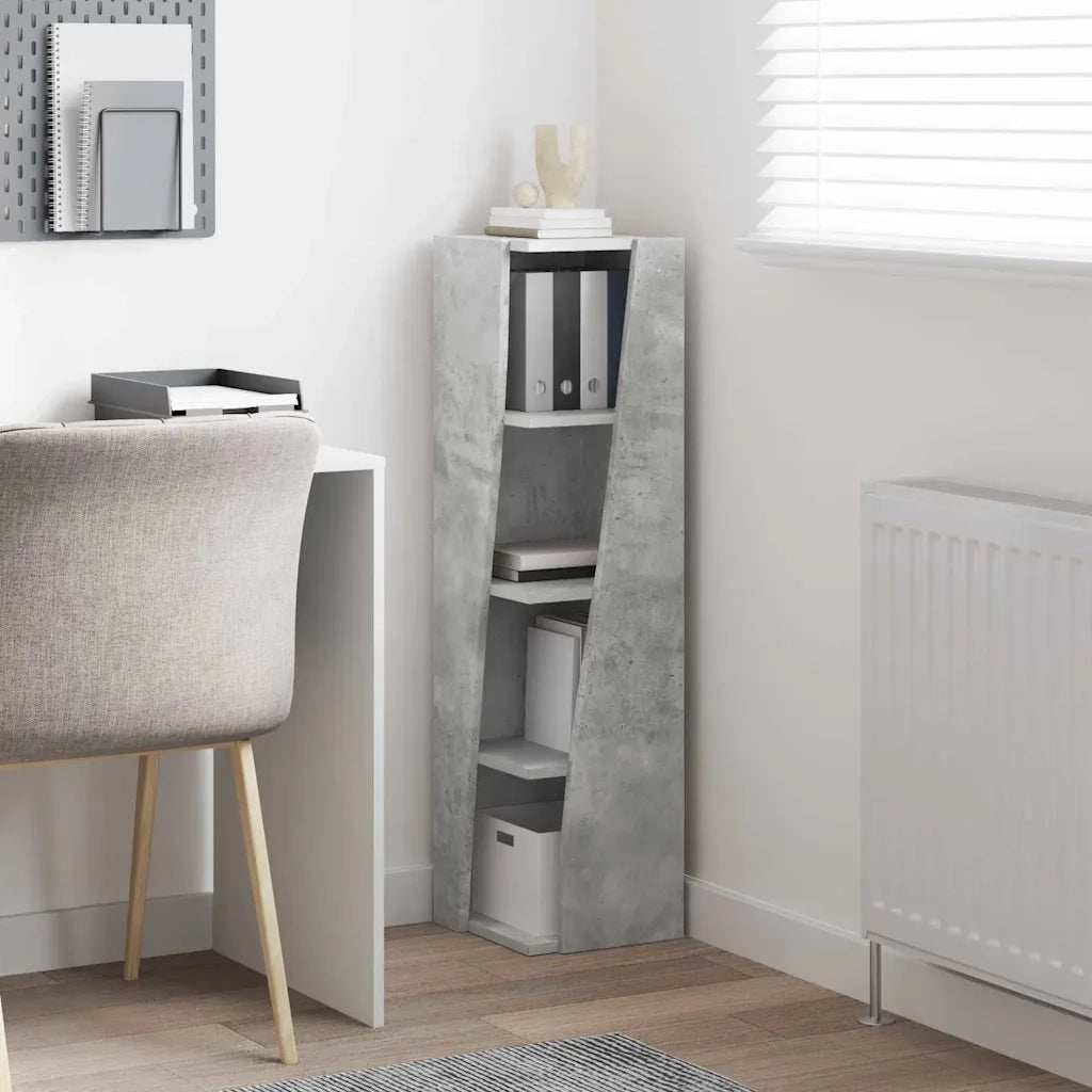 Mobile angolare Grigio cemento 27,5x27x102cm Legno multistrato