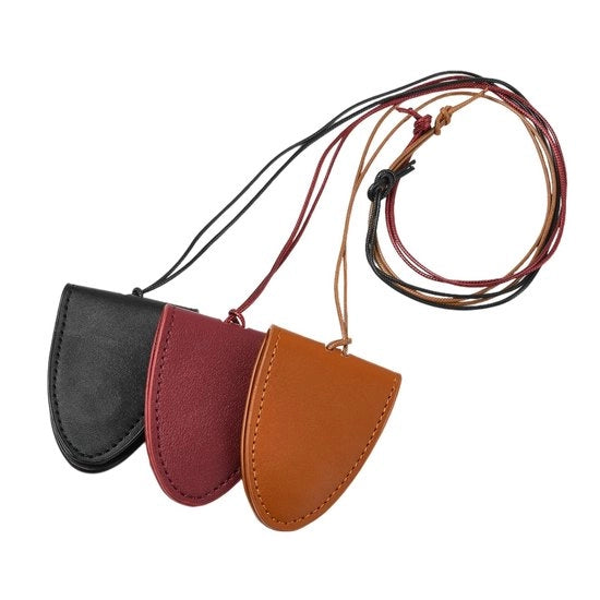 Set di tre custodie per occhiali in pelle - Taschetto per catena - Custodia per occhiali da sole o da vista - Stile classico - Materiale duraturo