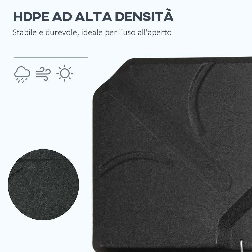 Easycomfort Base per Ombrellone in HDPE da 4 Pezzi, Riempibili con Acqua e Sabbia max 18kg, 103x103x8.3 cm, Nero