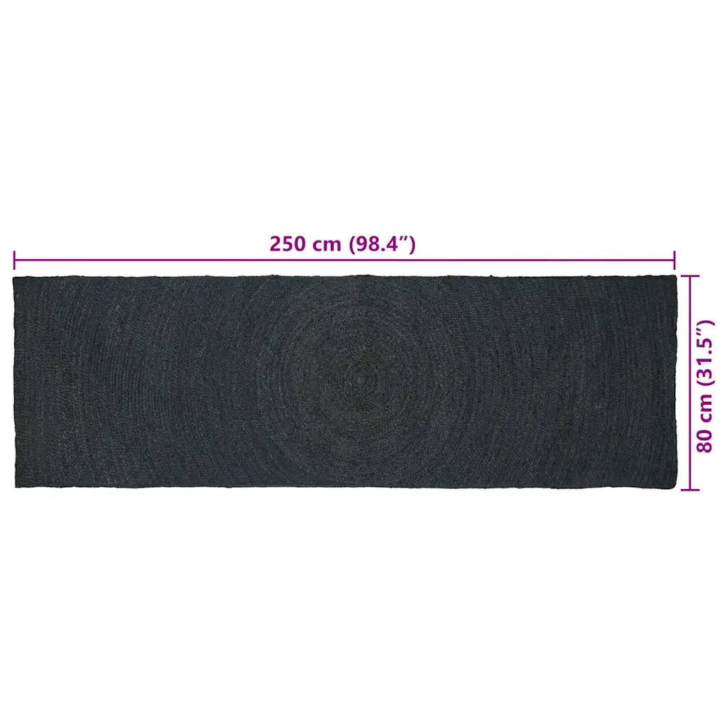 Tappeti per area Grigio Scuro 80 x 250 cm Juta