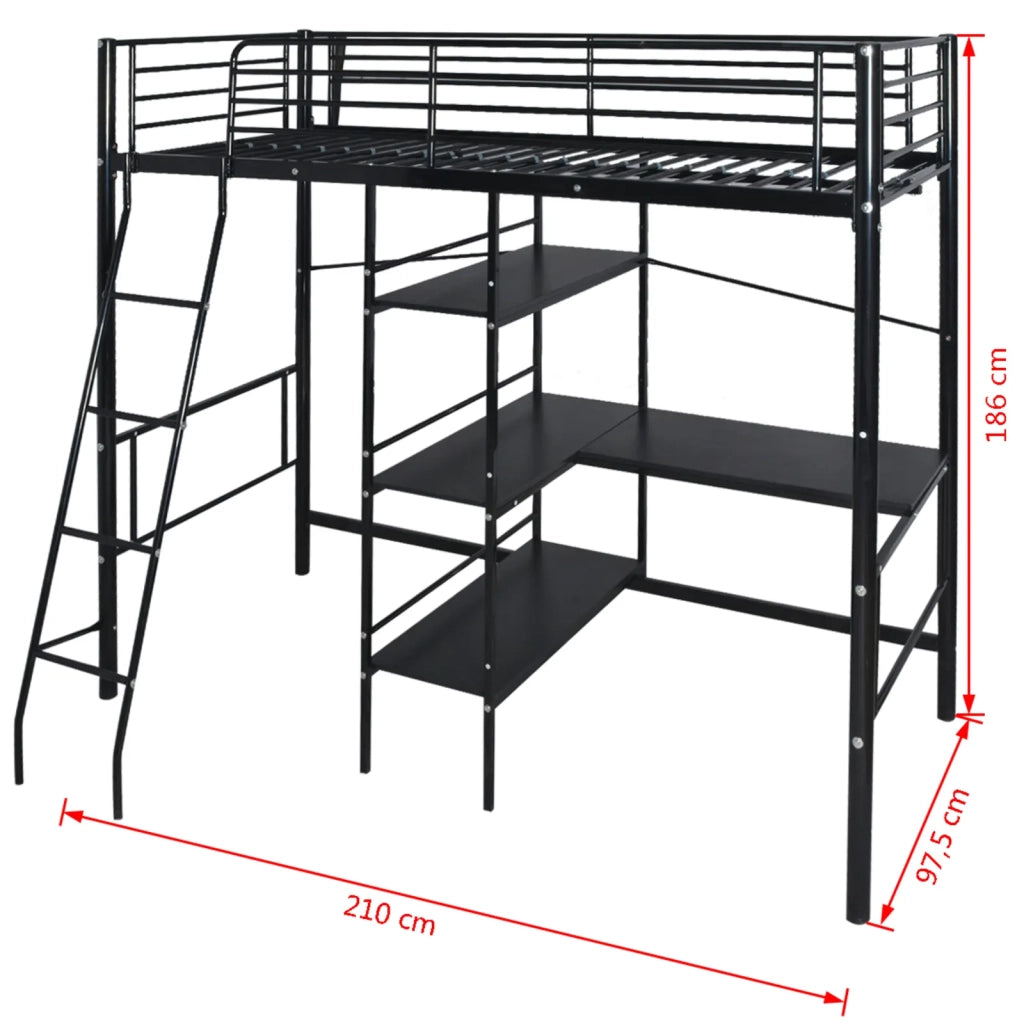 Letto con materasso Nero 200 x 90 cm Metallo