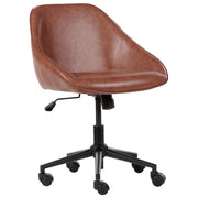 Sedia da ufficio in ecopelle marrone con funzione girevole regolabile con gambe in metallo stile elegante